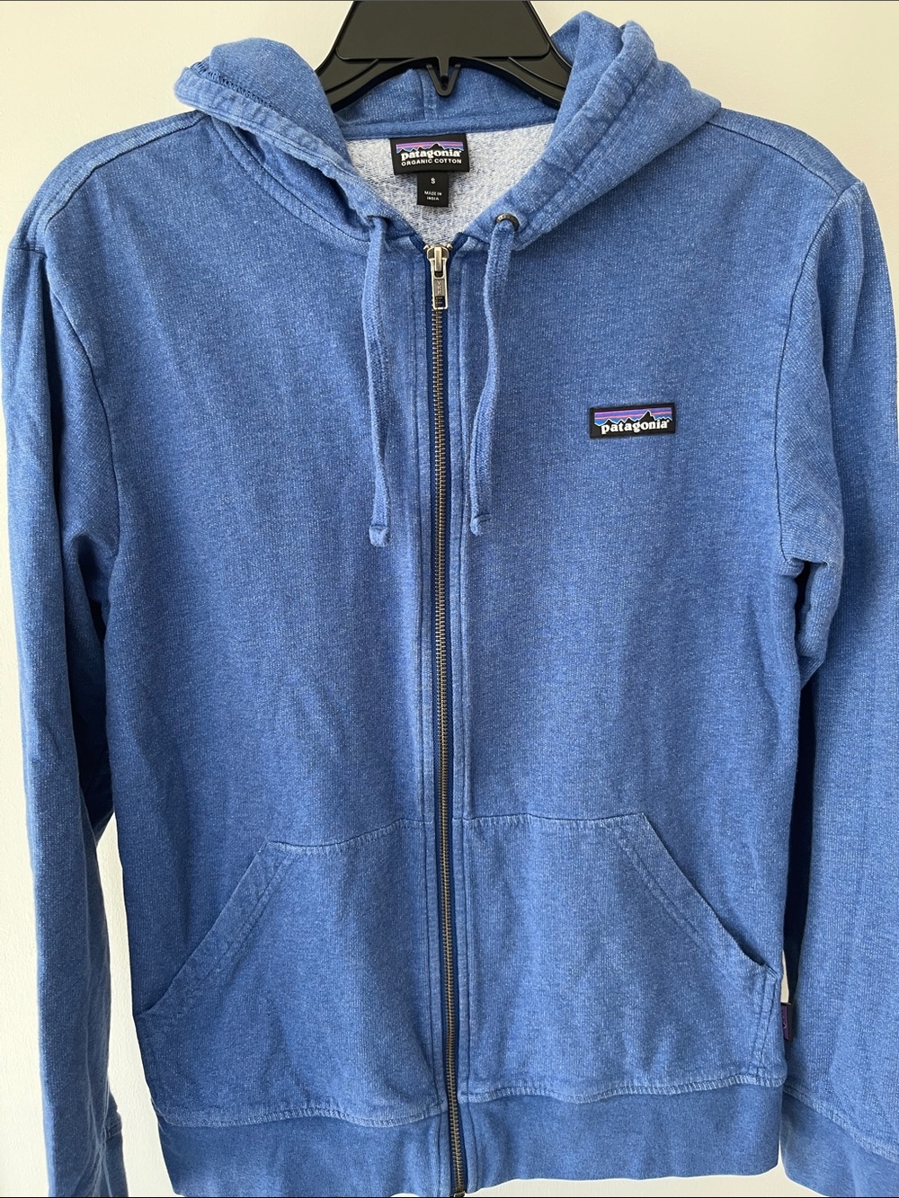 Patagonia P-6 Label Lightweight Zip Up Hoodie- Heathered Blue- Size S